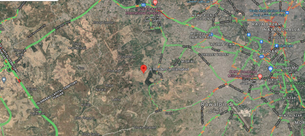 Taj Residencia Islamabad Location