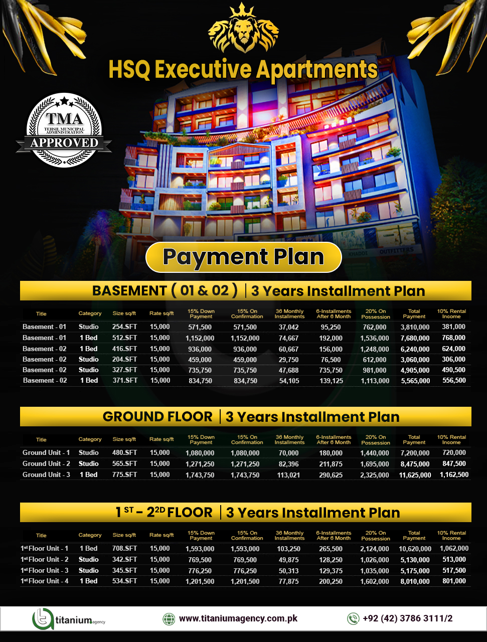 HSQ Executive Apartment Murree - Payment Plan